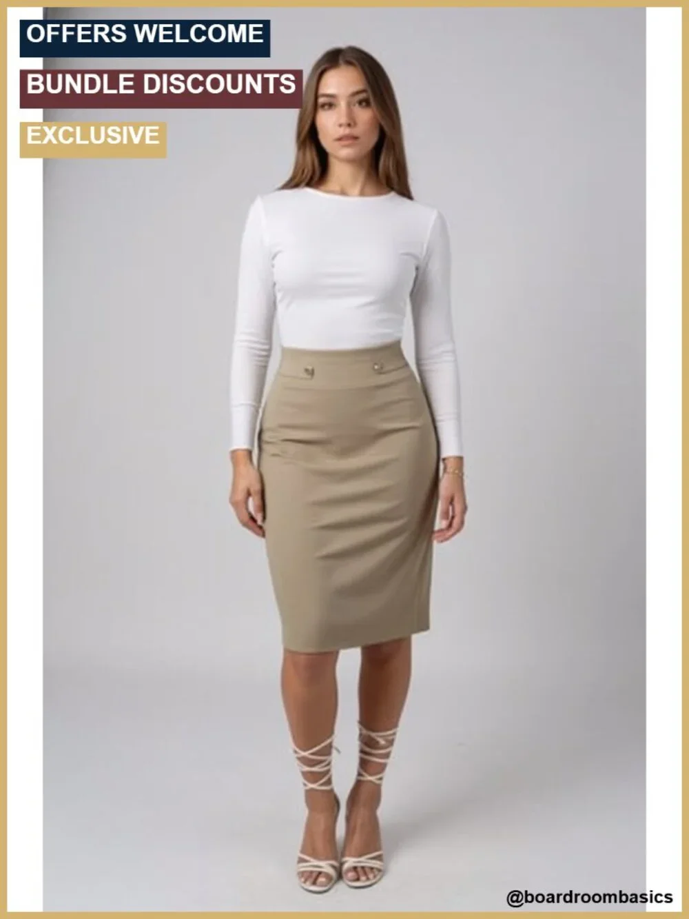 Premium Nylon Ponte Stretch Pencil Skirt - Below Knee Office Wear